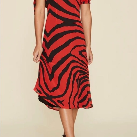LPA Magda Dress in Zebra Print Red Black Size Large - Picture 3 of 13